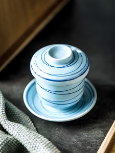 Japanese Style Ceramic Soup Bowl with Lid Steamed Egg Bowl Water Bath Steaming Dish Family Use Cooking Utensils Double Layered