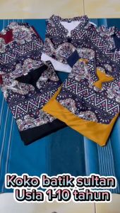 Baju koko anak batik sultan untuk usia 1-10 tahun setelan anak laki laki muslim plus peci