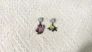 Bandai | Spider Web Dangle Enamel Lapel Pin Cartoon Pirate Themed Character Drop Brooches Decorative Ornaments for Backpack Jewelry