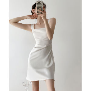 Hepburn Style Charming Fitted Halter White Dress