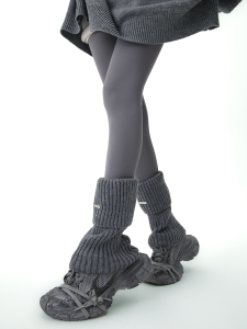 Ss2l Fall and Winter Flip Iron Mark Thick Needle Thick Thread Knitting Thickened Warm Wool Foot Sock Leg Warmer Bunching Socks Female Japanese Style
