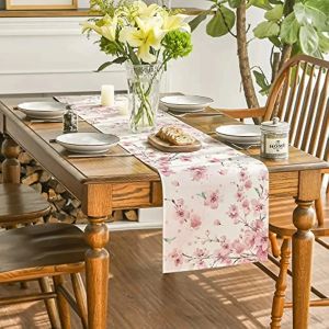 Spring Sakura Pattern Table Runner Washable Multi-Scene Celebration Table Runner Decor