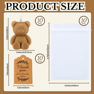 10 Sets Bulk Baby Shower Favors Bear Candles Set for Birthday Party Wedding Party Favors Centerpieces Home Decor