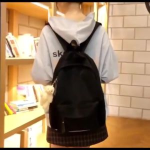 Chic Nylon Knapsack with Solid Pattern - Womens Large Capacity Fashion Backpack in Multiple Colors