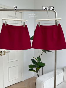 Elegant Red High Waist A-Line Mini Skirt for Women Slimming White Enhancing Commute Style Short Skirt plus Size Available