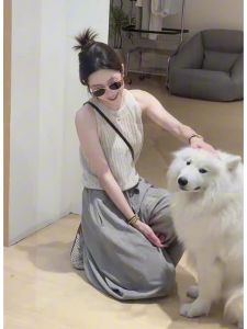 YUEZHONGWEI | Áo ba lỗ không tay ngắn bằng lụa băng kiểu Pháp cho nữ mùa hè áo khoác ngoài ôm vừa vặn hở vai cổ đứng không có phụ kiện