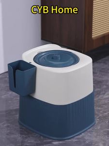 1 Modern Portable Bedside Toilet with Lid - Comfortable Height Sturdy Base Non-Slip Design Large Capacity Lightweight & Easy to Install No Power Needed
