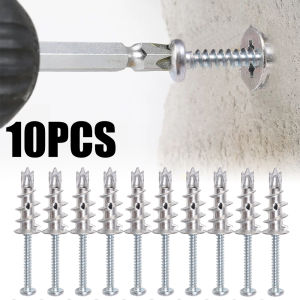 10Pcs Zinc Alloy Plasterboard Drywall Anchor Hollow Wall Self-drilling Wall Plug with Self Tapping Screw Drywall Bolt