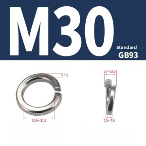 Thickened Heavy-duty 304 Stainless Steel Spring Washer Openings Elastic Washers M2-M30 Size Range for Hardware And Tools