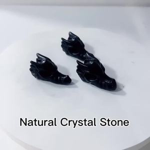 1PC Natural Crystal Obsidian Stone Dragon Skull Mineral Ornaments Energy Carved Healing Stone Reiki Home Decoration Gift