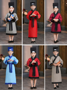 Childrens Long Hanfu Performance Costume National Learning Disciple Regulations Three-character Classics Boys Girls Outfit