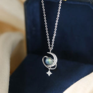 925 Sterling Silver Crescent Necklace for Women Clavicle Chain Moon Simple Jewelry Gifts 2023 New