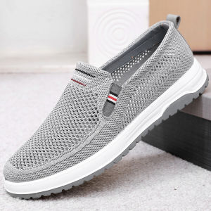 SHIPAILUO | Beijing Mens Cloth Shoes Summer Thin Anti-slip Breathable Casual Slip-on Round Toe Flat Heel Pure Color Shoe For Middle-aged And Elderly