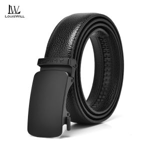 LouisWill Men’s Belt Business Leisure Belt Stylish Automatic Buckle Belt Second-layer Cowhide Waistband Youth Sports Pant Belt Stylish Simple Nice Waistband Durable Belt