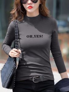 Double-Sided Dralon Half-High Collar Long Sleeves T-Shirt Womens Spring and Autumn New Arrival K-style Fashion Thickened Heattech Inner Bottoming Shirt