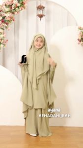 Afhadahijrah - Gamis anak perempuan set cadar Ayana Hoodie crinkle air flow dusty baju dan hijab instan syari free niqab