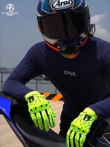Alien Snail P1 Motorcycle Gloves for Men - Genuine Lambskin Palm Breathable Back All - Season Crash - Resistant