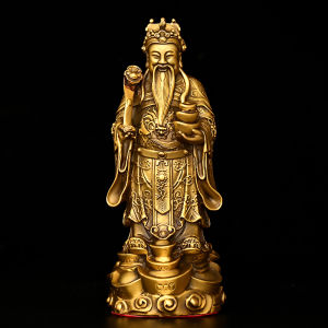 Pure Copper Statue of God of Finance Home Decorative Living Room Storefront Decoration Blessing Symbol Chinese Style Brass Ornament