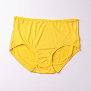 Yellow Triangle Underwear Womens Mid-Waist Pure Color Marriage Year Panties Briefs Comfortable Modal Fabric Youth Suitable