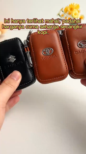 Dompet Kunci Mobil Motor PU Kulit Premium dengan Gantungan Kunci - Warna Coklat Tua/Hitam