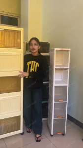 45-65cm Foldable Storage Cabinet With Wheels Durabox Plastic Wardrobe Kitchen Cabinet Organize