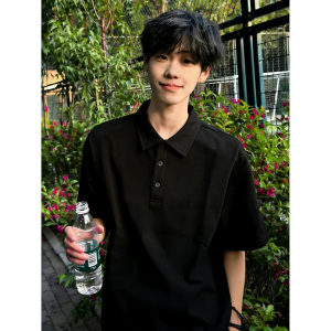 OUMULONG | Collar Design Polo Shirt for Men Short Sleeve Summer