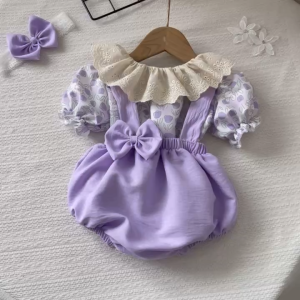 BD236 Body yếm tím cho bé gái sơ sinh RIOKIDS quần áo đầy quà tặng thôi nôi