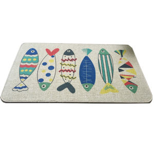 Ultra-Thin Kitchen Bathroom Door Mat Absorbent Water-Proof Non-Slip Natural Rubber Linen Material Home Use Floor Carpet