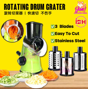 IDH Rotating Drum Grater Stainless Steel Vegetable Slicer Cutter Multipurpose Potato Cutter Machine Kitchenware