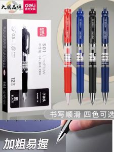 Deli Click Ballpoint Pens 0.5mm Business Office Signature Pens Students Exam Blue Black Red Ink Doctor Prescription Pens Water Pens Teachers Red Water-Based Signature Pens
