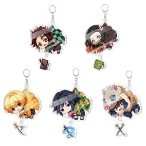 Bandai | Bộ 5 Móc Khóa Acrylic Demon Slayer Kimetsu No Yaiba Mặt Dây Chuyền Hình Lưỡi Kiếm Móc Khóa Xe Hơi Quà Tặng Phụ Kiện Dành Cho Fan.