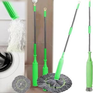2-in-1 Dehydrated Mop Handheld Long Handle Microfiber Floor Mop Cleaner Wet and Dry Cleaning Mop for Kitchen Hardwood Restaurant