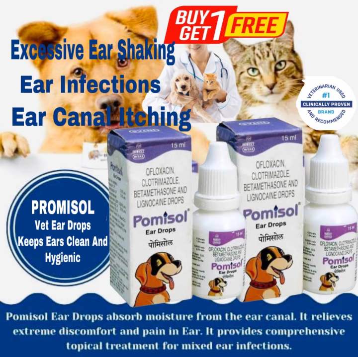 Pomisol Ear Drops Dog Ear Infection Medicine Liquid Pomisol Ear