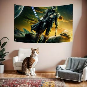 Star Wars | The M-Mandalorian Show and G-Grogu Flag Durable Outdoor Indoor Patio Festive Decoration Classic Design Pole Wall Room Banner