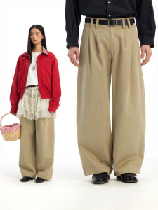 JNXS | Stiff Double-Pleat Loose Culotte Autumn Casual Pants