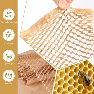 50m Honeycomb Paper Wrap Honeycomb Wrapper Kraft Paper Gift Box Wrapper Eco friendly Paper Protection Wrap 缓冲包装蜂窝纸 HC01