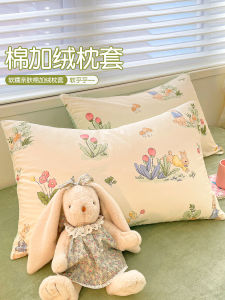 Winter Bean Milk Velvet Pillowcases Cotton Coral Fleece Childrens AB Side Pillow Covers 48x74cm Rectangular Envelope Closure