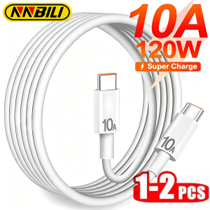 NNBILI 1/2Pcs 10A Type C To Type C Cable 120W Super Fast Charging Charger USBC Data Cord For Samsung iPhone Huawei Charger Cable