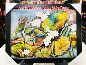 Tranh sơn mài - HOA SEN - Size 30x40 cm hàng cao cấp xuất khẩu