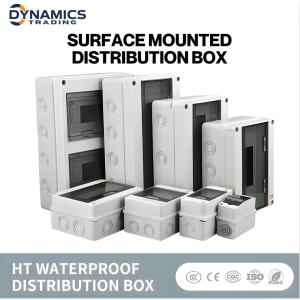 Electrical Distribution Box HT Series IP65 Plastic 2 Way 5 Way 8 Way 12 Way 15 Way 18 Way 24 Way Waterproof Electrical Panel Box for Miniature Circuit Breakers MCB Versatile Various Configuration