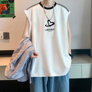 เสื้อกล้ามแขนกุดคอตตอนแท้สำหรับผู้ชาย ฤดูร้อน 2025 สไตล์อเมริกัน เทรนด์ใหม่ เสื้อกีฬาฟิตเนส บาสเก็ตบอล แขนกุด ทรงหลวม ระบายอากาศได้ดี