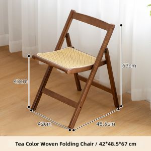 ZHUTING | Comfortable Long-Sitting Folding Rattan Leisure Chair Dining Chair