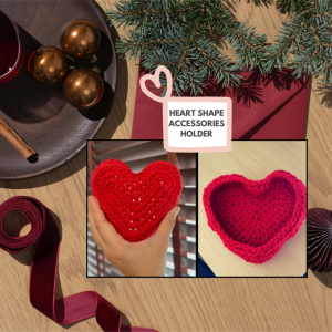 [MTO] Valentines Christmas Gift Heartshape Cotton Handmade Woven Accessories Holder for storage and organising jewelry rings hair ties small gadgets stationaries or other personal items.