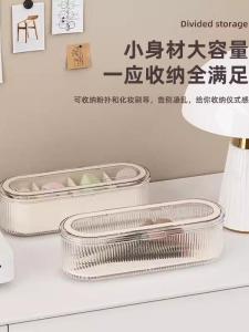 Elegant Dustproof Portable Makeup Brush Storage Box Rectangular PP Material Single Layer Desktop Organizer for Beauty Blender