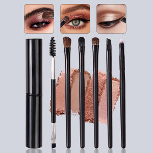 6PC Travel Mini Brush Set w/Storage Case - Soft Synthetic Contour/Powder/Lips/Eye/Brow Tools Holiday Gift for Women