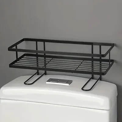 Space Saver Over Toilet Shelf No Drill Bathroom Organizer for Towels & ToiletriesMaximizes Vertical Storage in Small Bathrooms