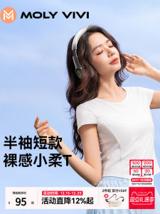 MOLYVIVI Womens Short Sleeve T-Shirt 2025 Spring Summer New Yoga Fitness Pilates Sport Top Breathable Cool Feeling round Neck