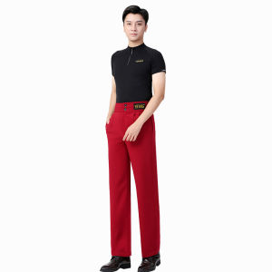 Modern Dance High Waist Straight Leg Summer Pants Mens Square Dance Performance Pocket Long Trousers Fitness Yoga Sports