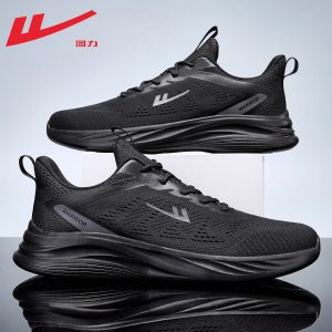 Mens Running Shoes Spring Model Leather Surface Waterproof New 2025 Warrior Brand Sports Shoes Cross Buckle Shock Absorption