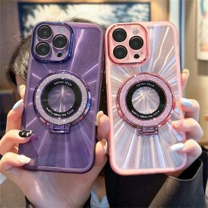 OPPO A6x 5G Gradient sang trọng Bling long lanh Nhẫn Chủ vỏ điện thoại cho Oppo A6x A6X A6 X OppoA6x OPPOA6x 5G 4G với đầy đủ ống kính máy ảnh màng bảo vệ lấp lánh kim tuyến giá đỡ từ tính